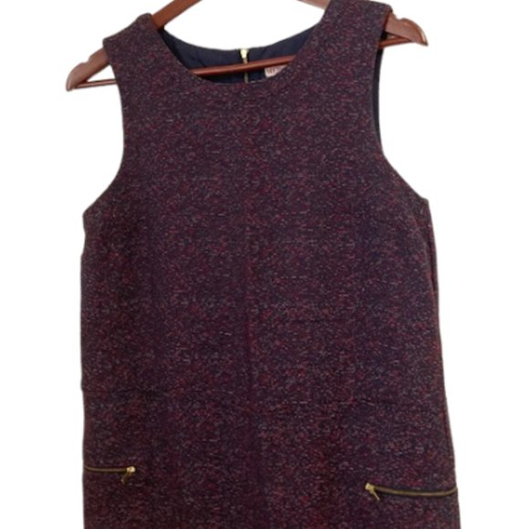 Dark Purple & Navy TWEED Shift Dress with POCKETS - Merona - Size M - Picture 3 of 13